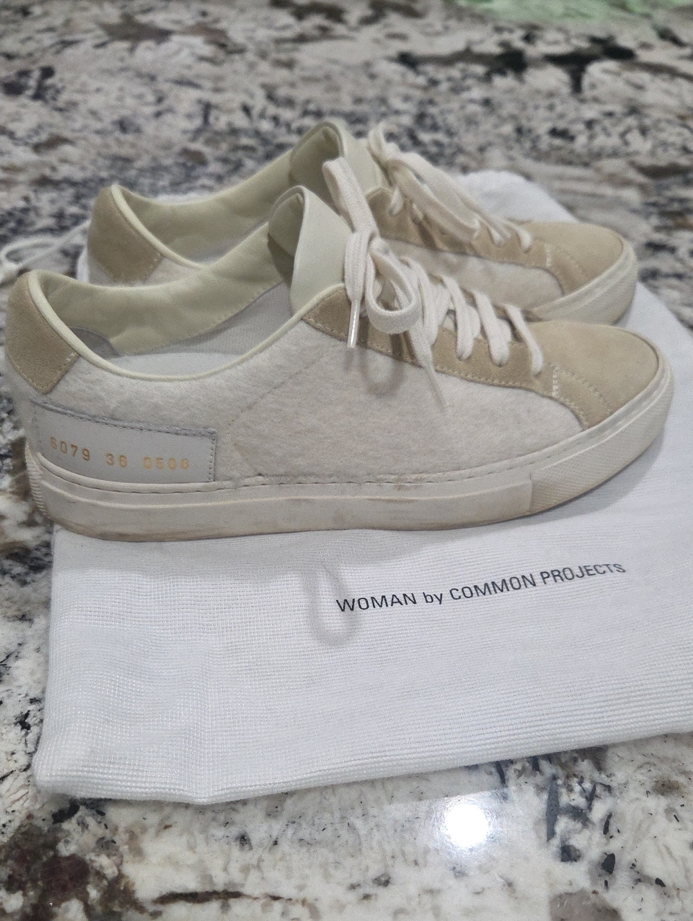 Common Projects Women's Low-Top Sneakers in Wooly Cream and Tan Suede